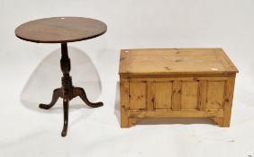 19th century style pine blanket box, the hinged lid opening to a storage space, four panel front, on