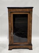 Victorian walnut and ebonised pier cabinet, the rectangular top with ebonised thumb moulded edge,