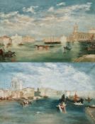 M.M.L (late 19/early20th century school) Pair oil on canvas Venetian grand canal scene with