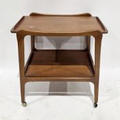 Mid-century teak tea / serving trolley, Danish inspired, comprising two tiers, on castors, 69cm high