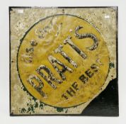 Pratt's aluminium diamond shaped advertising sign ' Use only Pratt's the best ', some loss of bottom