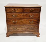 George III mahogany chest, the rectangular top with satinwood string inlay, over two short and three