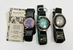 Two Sekonda Xpose Scuba stainless steel strap watches both with date apertures, one with a green