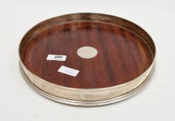 Large silver and mahogany bottle coaster, probably for a Solomon size bottle, London 2001, M C