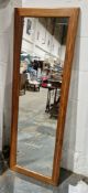 Hardwood inlaid rectangular mirror, 135cm x 45cm