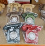 Six vintage and newer rotary dial phones in various colours (6) (PLEASE NOTE VAT WILL BE PAYABLE
