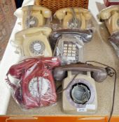 Four vintage and newer rotary dial phones, another missing dial and a keypad phone (6) (PLEASE