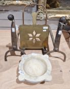 19th century marble mortar of circular tapering form with four lobes, 10.5cm high x 24cm wide, a