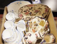 Small quantity of Mason's Mandalay pattern wares including jugs, serving plates, etc, a brass