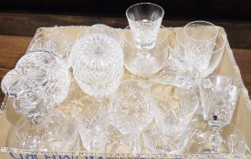 Box of cut glass including a decanter, wine glasses, etc.