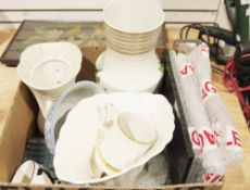 Quantity of black granite polished place settings, a Radford floral decorated vase and other
