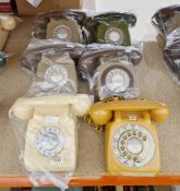 Six vintage and newer rotary dial phones in various colours (6) (PLEASE NOTE VAT WILL BE PAYABLE
