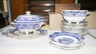 19th century Minton pottery Denmark pattern blue and white transfer-printed part dinner service