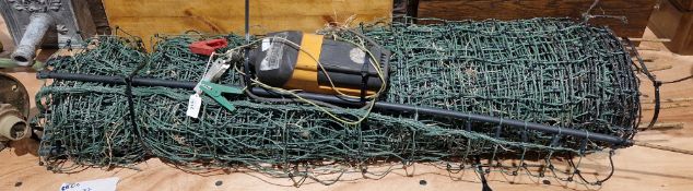 60m of 110cm approx high electric mesh poultry fencing with Bison battery unit