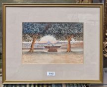 Early 20th century school  Watercolour  View of Rome and St Gitas Basilica with fountain of Villa