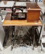 Antique Wilcox & Gibbs (London and New York) treadle sewing machine, marked with manufacturers marks