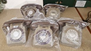 Five vintage and newer rotary dial phones (5) (PLEASE NOTE VAT WILL BE PAYABLE ON THE HAMMER PRICE)