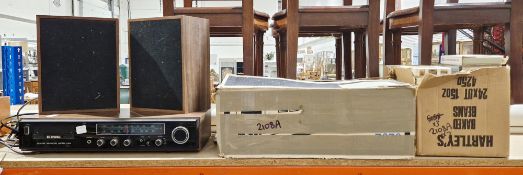 Amstrad 7070 cassette player in original packaging, an Amerex 8-track cartridge player with AM/FM