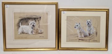 After Gill Evans Colour print Two limited edition prints of terriers, signed and numberered lower