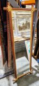 20th century simulated bamboo-framed wall mirror of rectangular form, bound with wicker, 152cm high