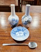 Three pieces of Royal Copenhagen to include two bottle vases, small pin dish, 2683, 288 and 3611,