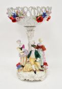 German (Schierholz) porcelain figural basket centrepiece, mid-20th century, printed crowned PMP