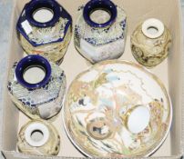 Quantity of Japanese Satsuma-style wares including three vases, two large bowls and other items (1