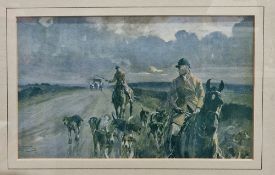 Group of signed hunting prints, two by John King, two framed hunting prints after Lionel Edwards one
