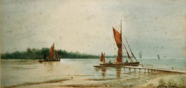 LOT WITHDRAWN Francis Berry Berry (fl. 1884-1893) Watercolour River scene with boats, signed lower