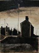 Attributed to George Chapman - Essex/Welsh Etching and black/sepia wash on paper Night time street