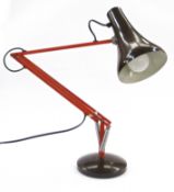 Herbert and Terry Sons Limited brown and orange anglepoise lamp, inscribed with name and numbered 90