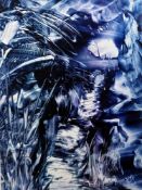 Unattributed Encaustic wax Abstract, 15cm x 10.5cm approx