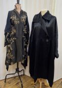 1920's silk robe, embroidered and embellished with gold-coloured metal and silver-coloured metal and
