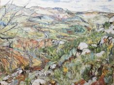 Charles Verey  Mixed media  Landscape in Lebanon No.3 (1959), labelled verso, 34cm x 45cm  From