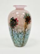 Jonathan Harris - a contemporary studio glass vase, of shouldered ovoid form with flared rim,
