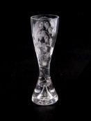 Elly Eliades contemporary engraved glass spill vase depicting a floral spray, signed to underside