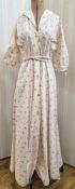 1950's cotton dressing gown/housecoat, shawl collar, three-quarter length sleeves, sash fastening