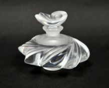 A late 20th Century Lalique 'Samoa' pattern scent bottle and stopper, frosted and clear glass