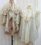 Victorian cotton bed jacket/jacket, pintucked and lace, full angel sleeves, with a deep lace