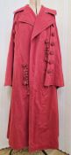 Victorian coachman's red wool cloak with plaited buttons and tassels (repaired and moth damage which