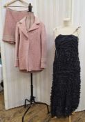 Whistles pink and white wool and tweed three-quarter length jacket and mini skirt trimmed with