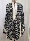 Thea Porter black embroidered three-quarter length coat embroidered in cream braid detail to the