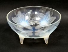 A René Lalique opalescent glass 'Lys' bowl, model 382, designed 1927, engraved mark 'R. Lalique,