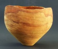 Donald Dennis contemporary wet-turned elm bowl of naturalistic form, no.8915, 26cm high x 31cm