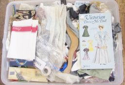Large quantity of assorted sewing accessories, ribbon, braid, handkerchiefs, material remnants