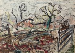 Charles Verey  Mixed media  Landscape at Barnsley House, Dec 1957, 24cm x 32cm  From the