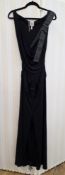 Vivienne Westwood black chiffon evening dress with a fitted body, slim fitted skirt, deep cowl neck,