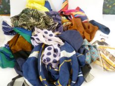 Quantity of scarves, silk, chiffon, polyester to include a packaged Wolford 'Tiger Scarf' in