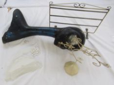 Various display items to include hands, two manniquin heads, one made out of polestyrene and covered