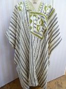 Guinea - West Africa - cotton gentleman's robe with matching pill box hat - kente cloth panels,